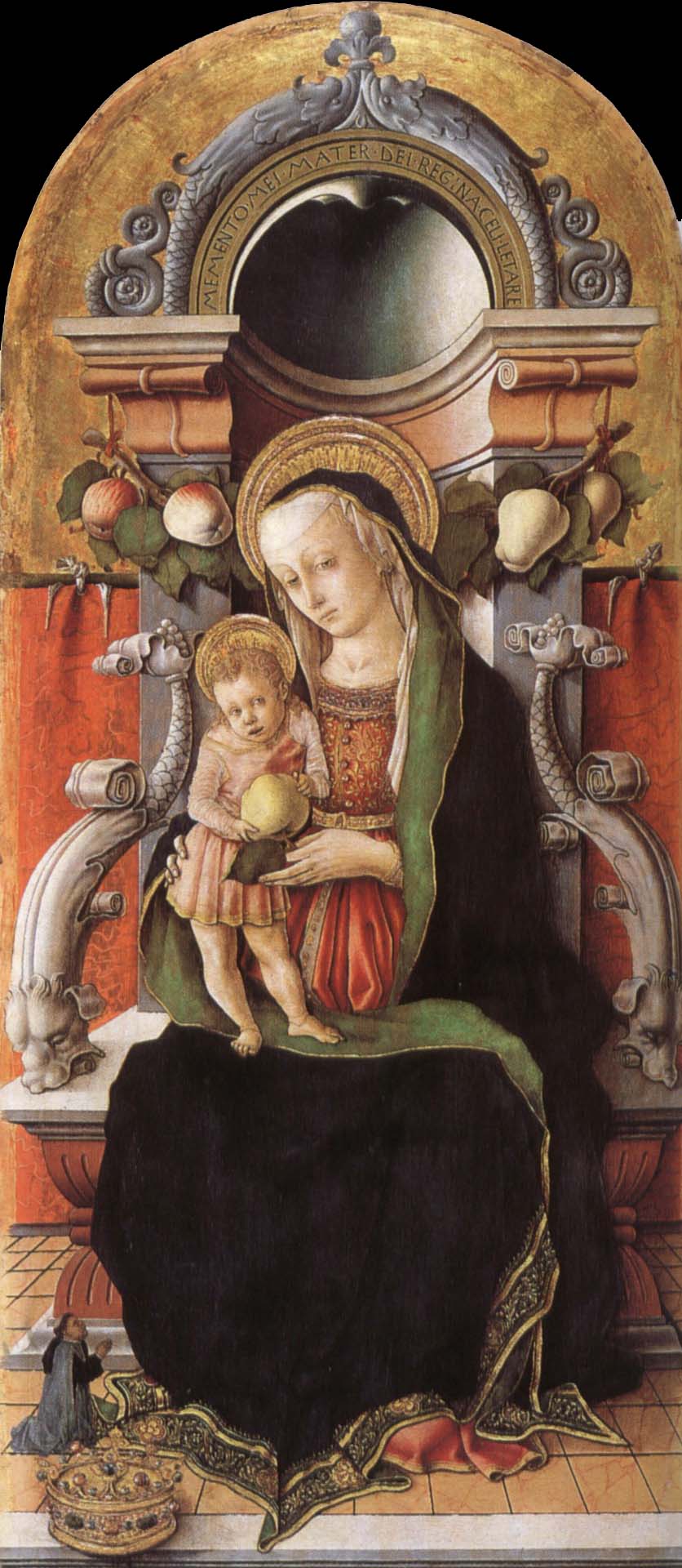 Faith madonna with child, and the donor